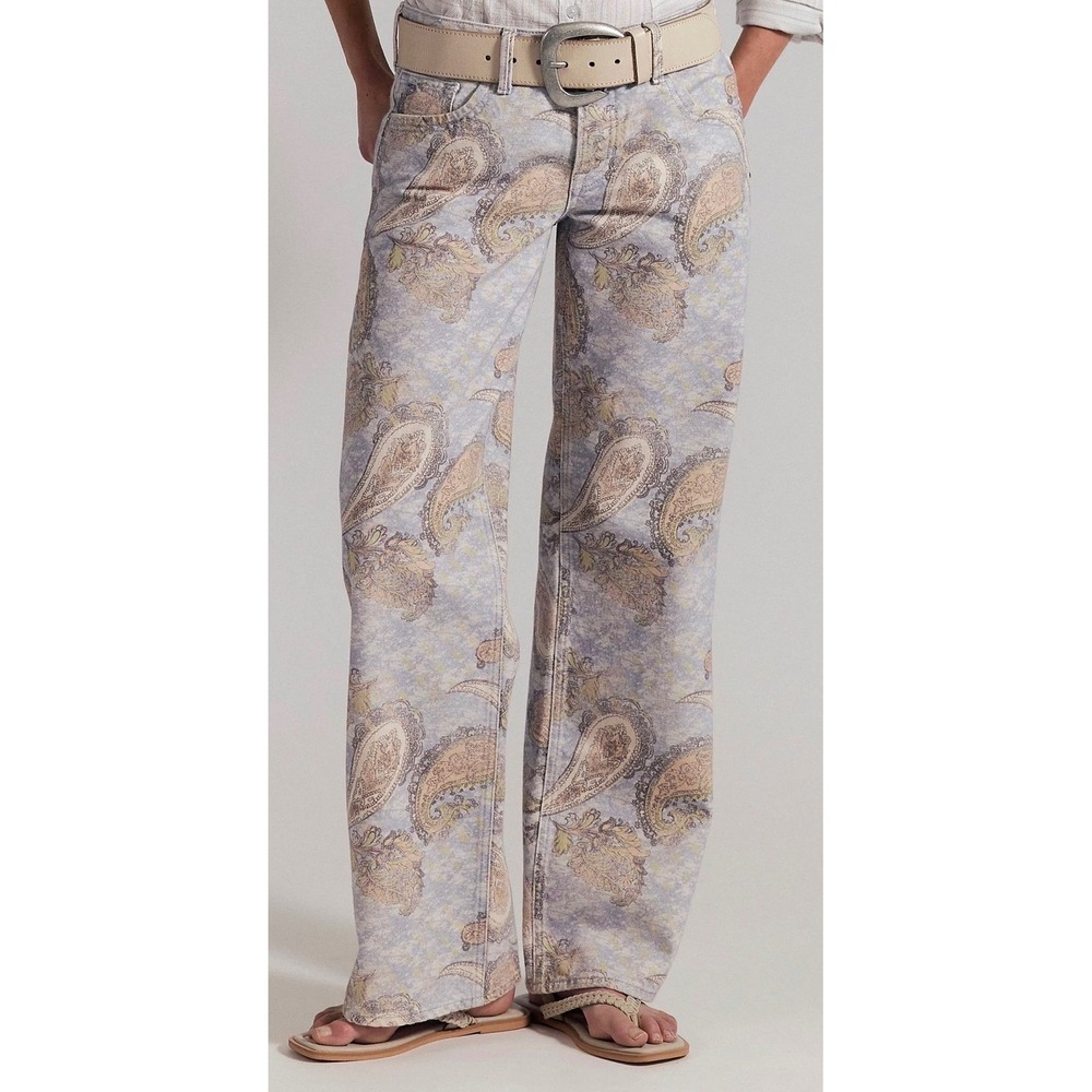 We‎ The Free Tennessee Low-Rise Illusions Jeans Paisley Blue Tan 32 NEW
